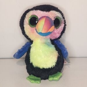 Like New 6” Ty Silk Beaks Rainbow Toucan Tropical Bird Plush Stuffed Animal